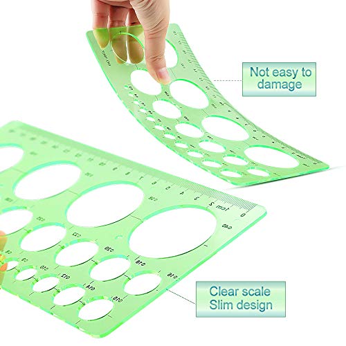 Angrox Geometric Drawings Templates Measuring Geometry Rulers 15 Pcs with 1 Pack File Bag for Design School Studying Office Building… - Image 3