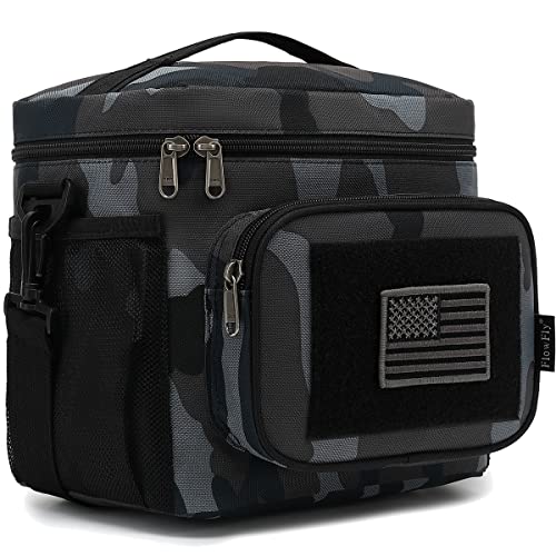FlowFly Lunch Bag, Insulated Cooler, Thermal Lunch Box Tote with MOLLE/PALS Webbing, Adjustable Padded Shoulder Strap, for Tactical Men Women Adults and Boys Girls Kids (Black#Camo, Medium) - Image 1