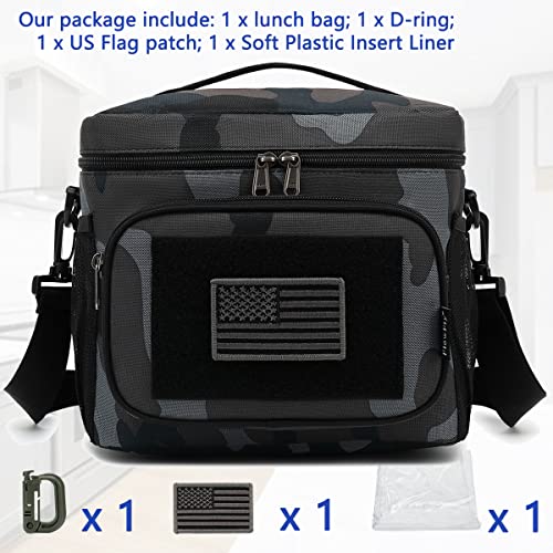 FlowFly Lunch Bag, Insulated Cooler, Thermal Lunch Box Tote with MOLLE/PALS Webbing, Adjustable Padded Shoulder Strap, for Tactical Men Women Adults and Boys Girls Kids (Black#Camo, Medium) - Image 2