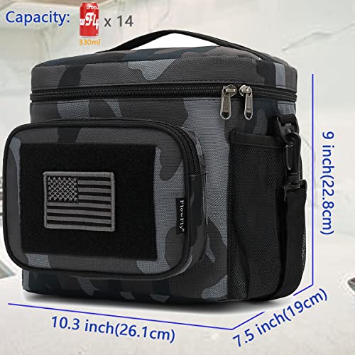 FlowFly Lunch Bag, Insulated Cooler, Thermal Lunch Box Tote with MOLLE/PALS Webbing, Adjustable Padded Shoulder Strap, for Tactical Men Women Adults and Boys Girls Kids (Black#Camo, Medium) - Image 4