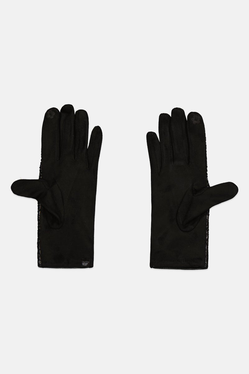 Justin Gregory Women 1 Pair Studded Quilted Gloves, Black - Image 2