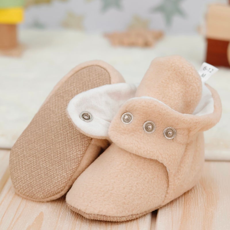 Ella Bonna Polar Baby Slippers, Non-Slip Sole, Home Boots, Nursery Shoes Booties, Beige - Image 4