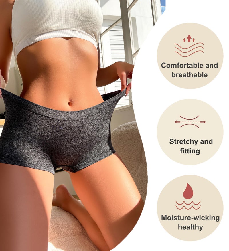 Sth Big Womens Boyshorts Underwear Seamless Boxer Briefs Full Coverage Soft Stretch Boxer Shorts For Women 4 Pack - Image 3