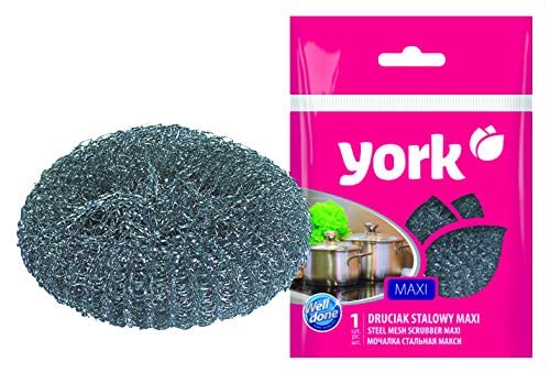 YORK فرك ستانلس ستيل من يورك - وسادة فرك معدنية - صوف فولاذي - تنظيف المنزل والمطبخ - مفيد للأطباق، كاداي، أواني الطهي - فعال على البقع والأوساخ الصعبة (عبوة من 4) - Image 3