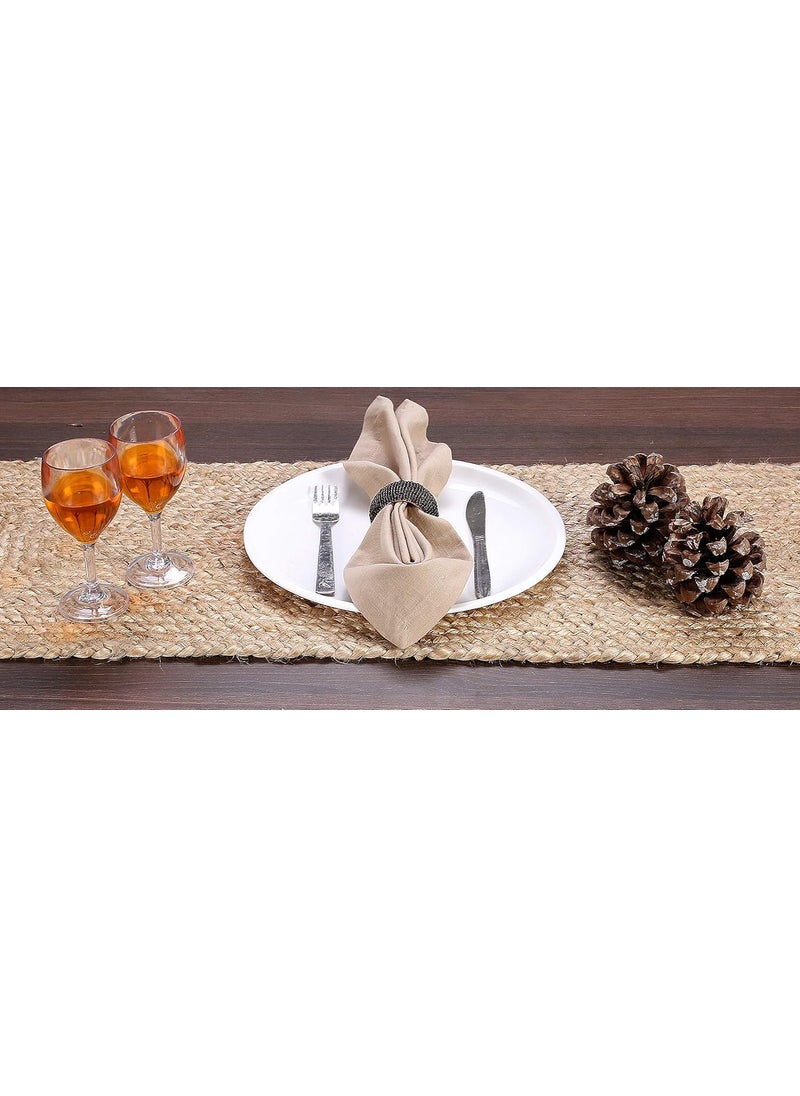 GLAMBURG - GLAMBURG Farmhouse Jute Burlap Table Runner 36 Inches Long, 13x36 Natural Jute Braided Table Runner, Organic Eco-Friendly Rustic Vintage Dining Table Runner - Image 1