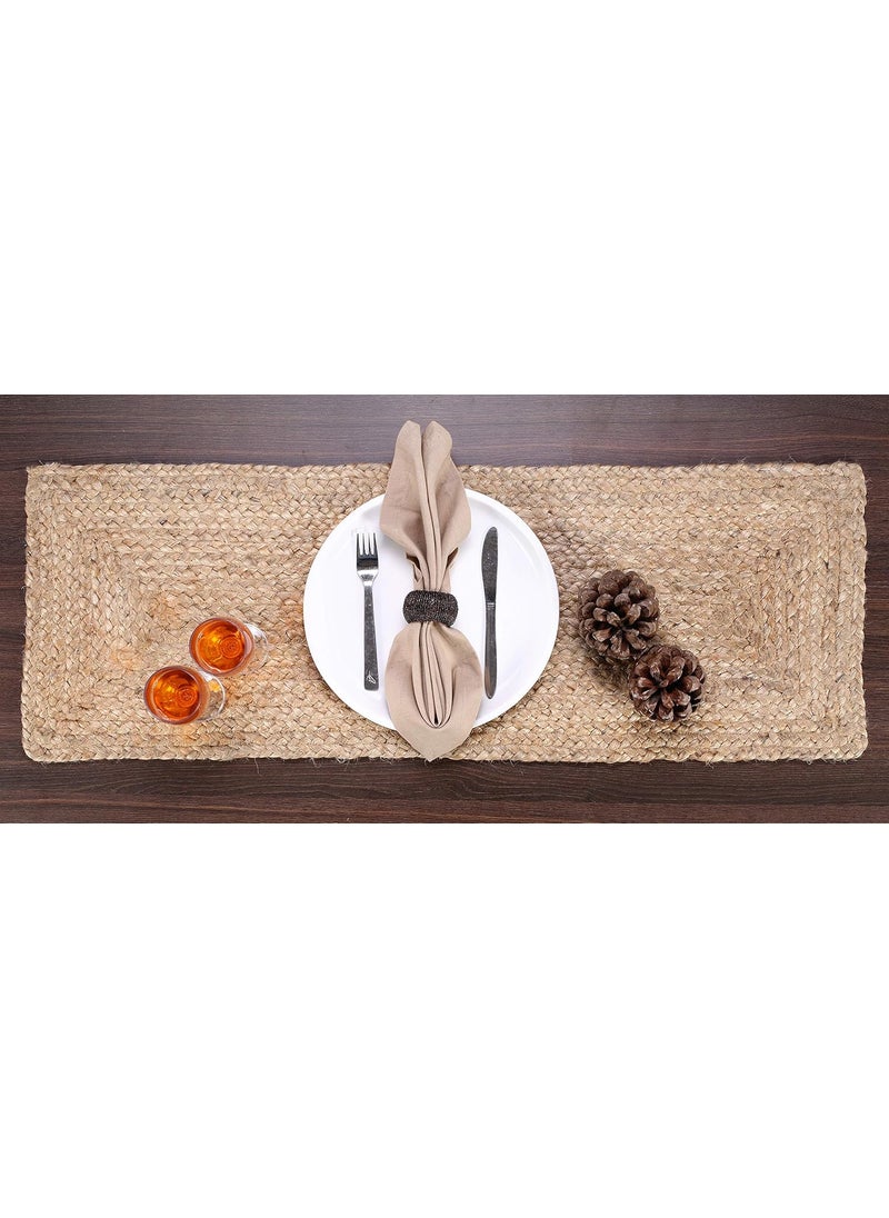 GLAMBURG - GLAMBURG Farmhouse Jute Burlap Table Runner 36 Inches Long, 13x36 Natural Jute Braided Table Runner, Organic Eco-Friendly Rustic Vintage Dining Table Runner - Image 1