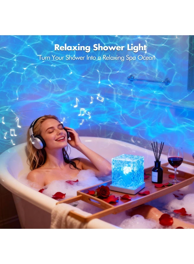 Shower Light No Wiring, Rechargeable 16 Color Ocean Wave Projector Light, Dimmable Waterproof Shower Lamp with Remote, Ocean Lamp for Shower, Bathroom Night Light, Birthday Gifts for Girl - Image 2