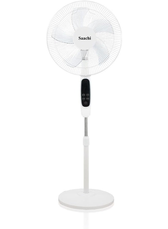 Sachi 16-Inch Stand Fan with Remote, Copper Motor, 5-Blade Design, Remote Control, 3-Speed Settings, Timer & Oscillation, Adjustable Height, Quiet Energy Efficient Fan, 60W - Image 1