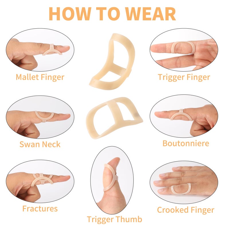 CAGSIG Oval Finger Splints, 5PCS Oval Trigger Finger Splint for Trigger/Mallet/Arthritis/Straightening, Trigger Finger Brace for Thumb Middle Pinky or Ring Finger -Size 6,7,8,9,10 - Image 2