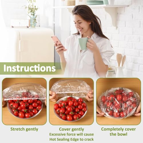 MAQIHAN 200 Bowl Covers for Bread Proofing - Medium Plastic Wrap Food Sourdough Baking Rising Elastic Reusable Plate Covers Outdoor Food Fresh Keeping Bags Shower Cap Hair Deep Conditioning - Image 4