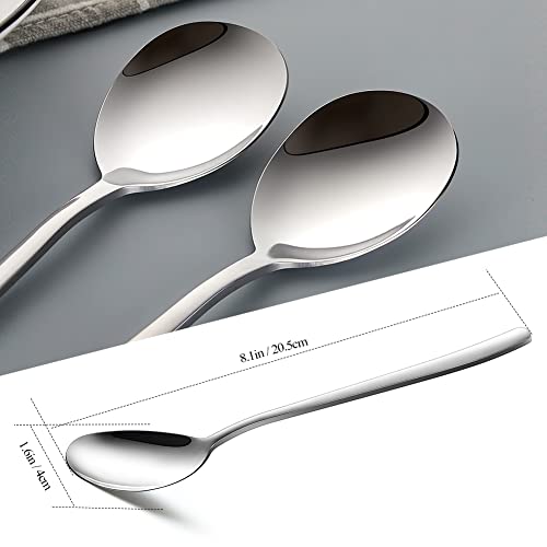 AYFDISHS Korean Spoon, 6 Pieces Soup Spoons Stainless Steel, Korean Spoons with Long Handles, 8 Inch Rice Spoon Dinner Spoon Table Spoon Flatware Set for Home, Kitchen, or Restaurant - Image 3