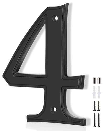 Emotionlite House Numbers 4, Emotionlite House Address Numbers, Black Large Modern House Numbers for Outside, Metal Mailbox Number, 5" Zinc Alloy Style - Image 1