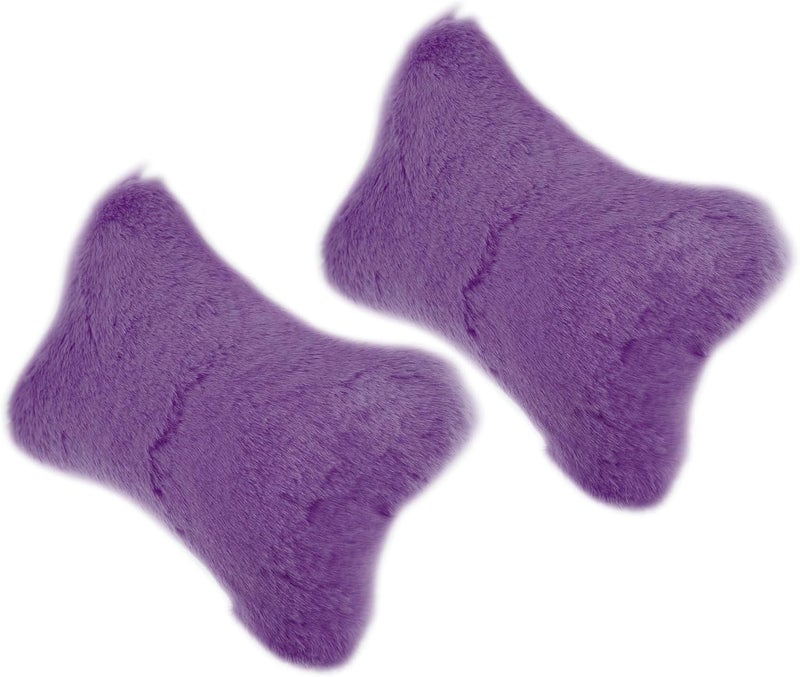 INFINAUTO 1 Pair Furry Car Seat Neck Pillows Soft Headrest Accessories - Purple - Image 1
