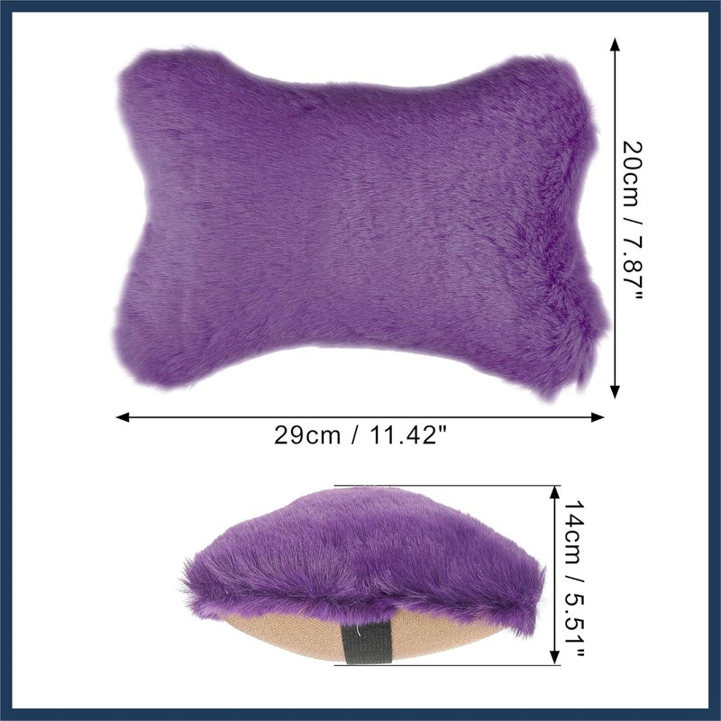 INFINAUTO 1 Pair Furry Car Seat Neck Pillows Soft Headrest Accessories - Purple - Image 4