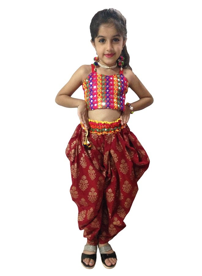 Aglare Girls Indo-western, Cotton, Safe to Skin, Casual Wear, Multi-occasional Dhoti Suit Dress (Red, 9-10 Years) - Image 2