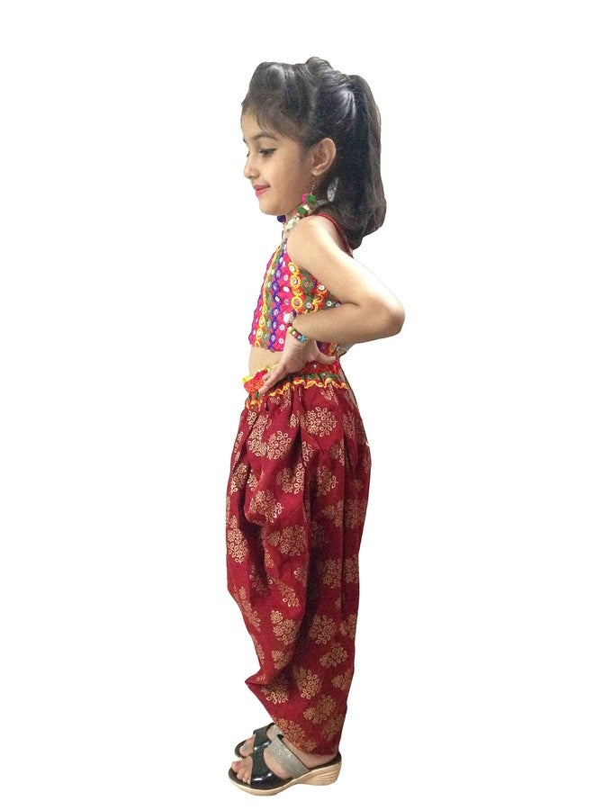 Aglare Girls Indo-western, Cotton, Safe to Skin, Casual Wear, Multi-occasional Dhoti Suit Dress (Red, 9-10 Years) - Image 3