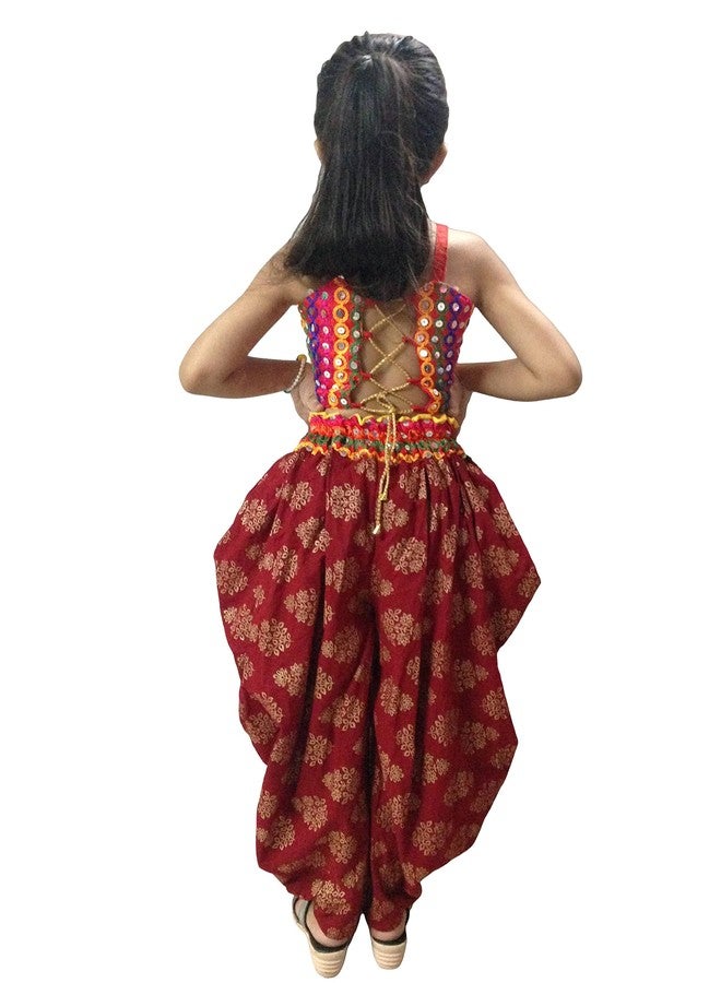 Aglare Girls Indo-western, Cotton, Safe to Skin, Casual Wear, Multi-occasional Dhoti Suit Dress (Red, 9-10 Years) - Image 4