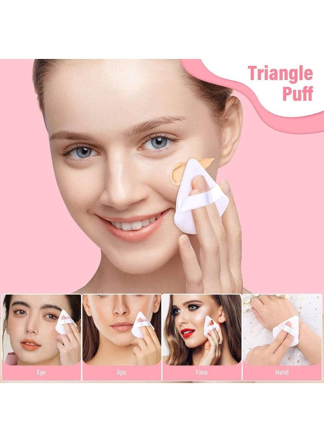 MOMENT 12 Pieces Powder Puff Face Triangle Makeup Sponge For Loose Powder Setting Powder Velour Foundation Blender Sponge Beauty Makeup Tool, White - Image 5