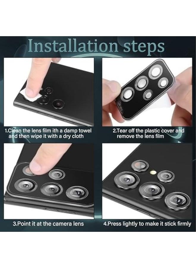 erorex - Pack Of 2 Camera Lens Protector Compatible With Samsung Galaxy S23 Ultra Film Aluminum Alloy Lens Tempered Glass Lens Cover HD Scratch Resistant Full Coverage Black For Galaxy S23 Ultra - Image 1