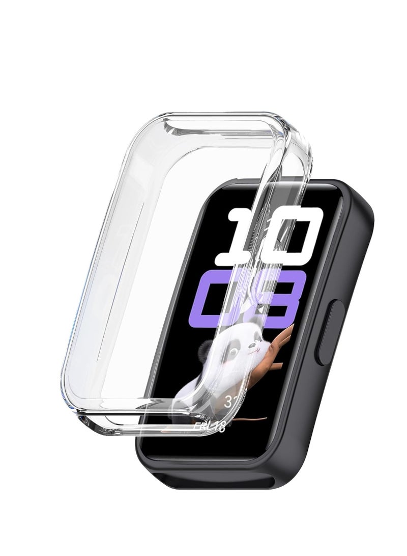 360 Degree Protection Case for Huawei Band 10-9-8 with Soft Screen Protector Soft Silicone Watch Band Surrounding Protector (clear) - Image 1