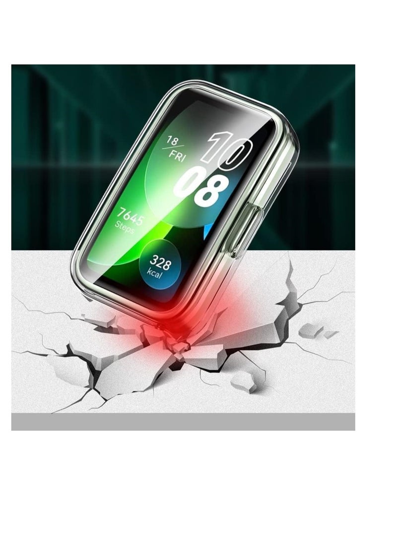 360 Degree Protection Case for Huawei Band 10-9-8 with Soft Screen Protector Soft Silicone Watch Band Surrounding Protector (clear) - Image 2