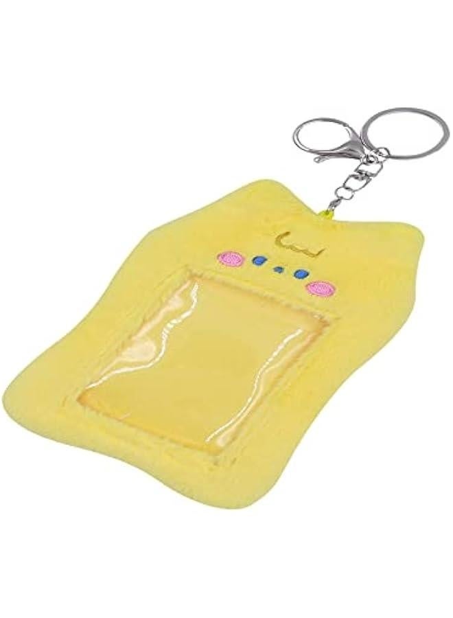 Generic Cute Plush Photocard Holder With Keychain Kpop Credit ID Bank Card Bus Card Protective Case Photo Sleeves,Yellow Bear  - Image 3