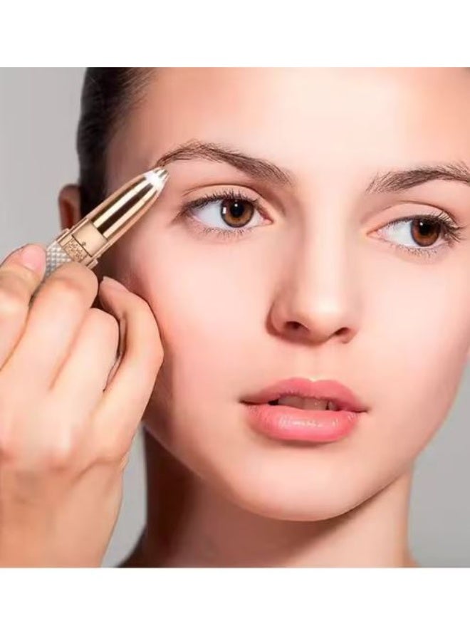 ماكينة تشذيب الحواجب وإزالة شعر الوجه للنساء، ماكينة حلاقة حواجب ومزيل شعر 2 في 1، شفرات حلاقة غير مؤلمة قابلة لإعادة الشحن للوجه، الحاجب، الشفاه، الجسم، الذقن، الذراعين، مع ضوء LED مدمج (أسود) - Image 4