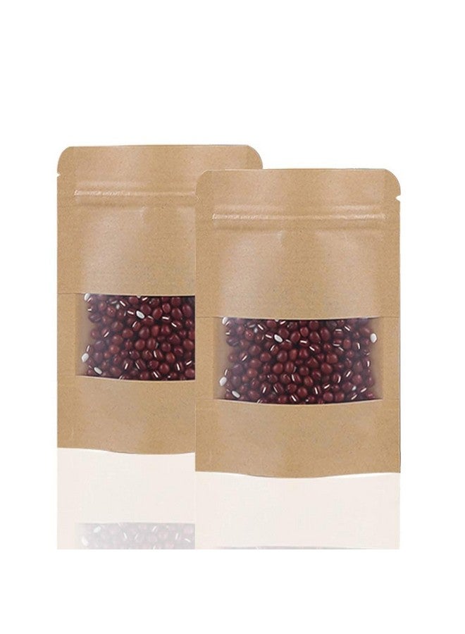Deera Stand Up Ziplock Reusable Airtight Kraft Paper Storage Pouch (Brown) (90mmX140mm)(Pack of 50) - Image 1