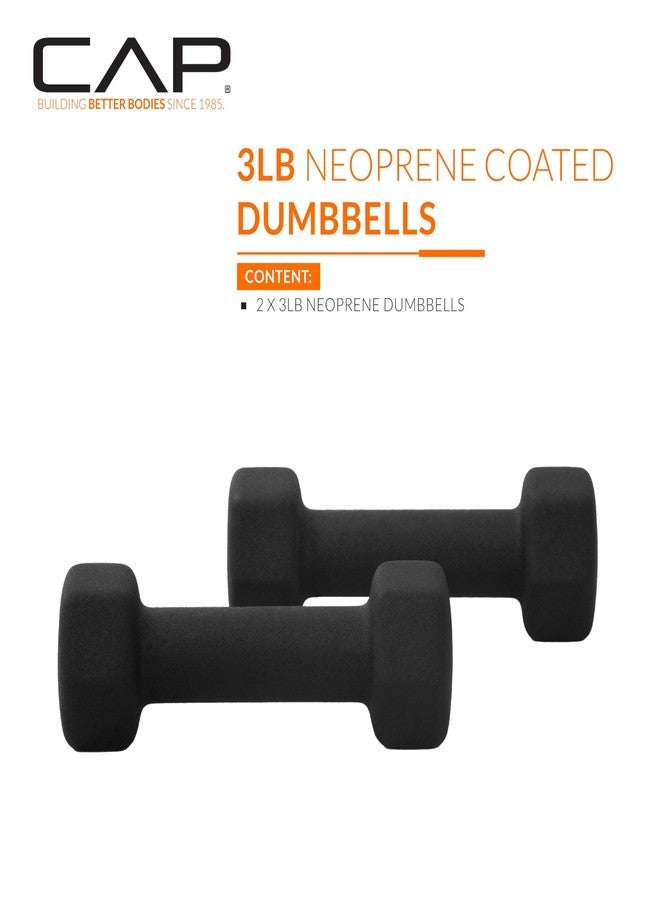 CAP Barbell Neoprene Dumbbell Weights, 3 lb Pair, Black - Image 2