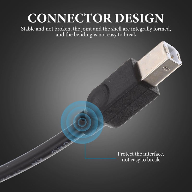 كابل USB للطابعات العامة، نوع 2.0، بنواة نحاسية، طوله 5 أمتار، لون أسود، مخصص لاستخدام الطابعات وملحقات الفاكس في المكاتب - Image 5