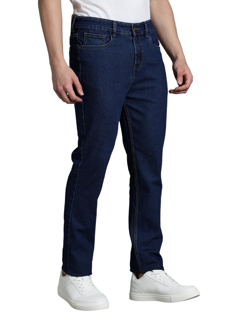 INKD Men's Classic Regular Fit Jeans with 5 Pocket Styling | Mid- Rise | Soft & Stretchable (Denim Divine, 32) - Image 5