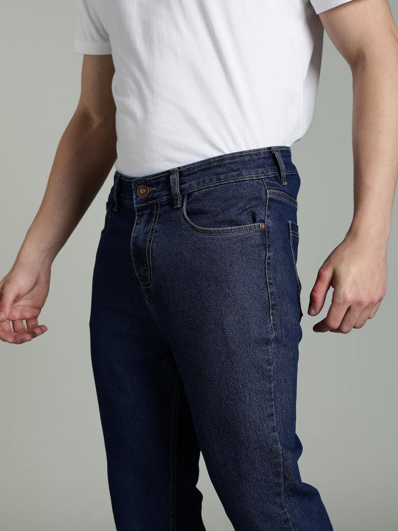 INKD Men's Classic Regular Fit Jeans with 5 Pocket Styling | Mid- Rise | Soft & Stretchable (Denim Divine, 32) - Image 2