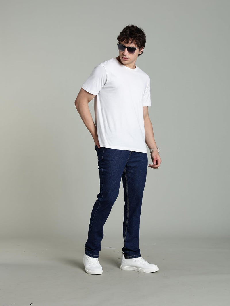 INKD Men's Classic Regular Fit Jeans with 5 Pocket Styling | Mid- Rise | Soft & Stretchable (Denim Divine, 32) - Image 3