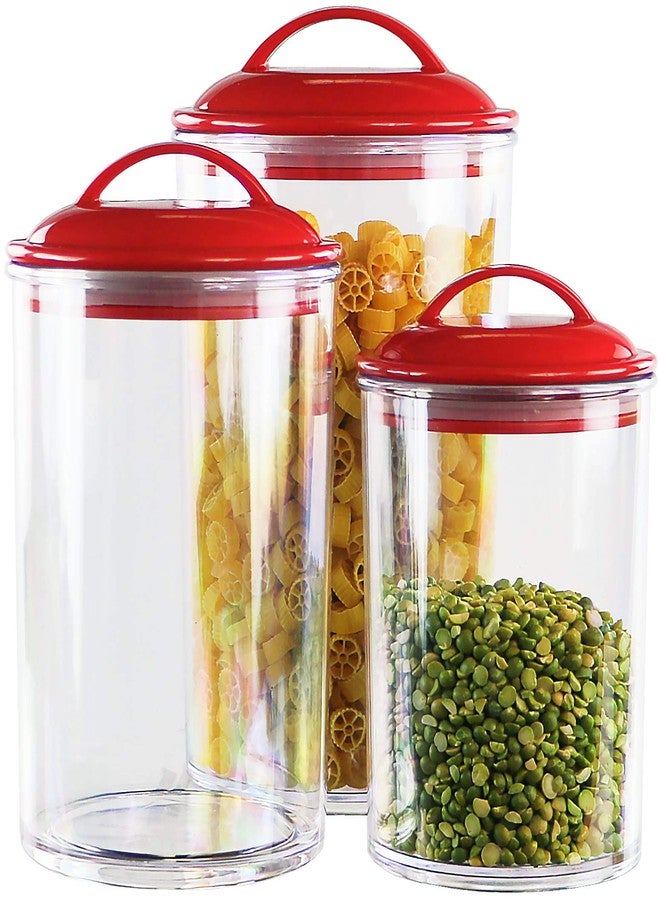 Reston Lloyd Food Storage Containers, BPA Free Airtight Canisters for Cereal, Pasta, Sugar, Coffee, Flour, Cookies, Loose Tea, for Kitchen Organization, Set of 3 by Reston Lloyd, Red - Image 1