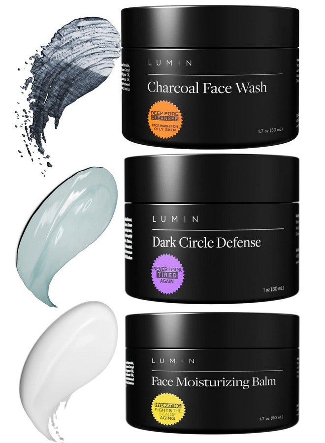LUMIN Umin No Baggage Trio A Skincare Kit Includes: Charcoal Face Wash Daily Detox Daily Face Moisturizer & Dark Circle Defense Balm Ideal For Fine Lines & Dark Circles Suitable For All Skin Types - Image 1