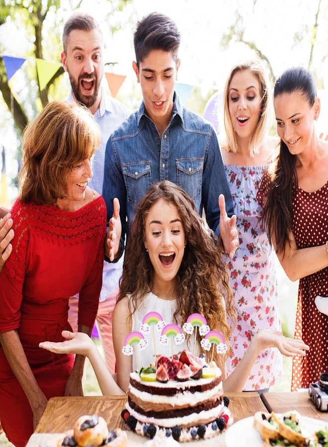 HOKPA زينة كب كيك قوس قزح من هوكبا، 24 قطعة لتزيين الكب كيك بنمط قوس قزح، مثالية لحفلات أعياد الميلاد وحفلات استقبال المولود الجديد. - Image 3
