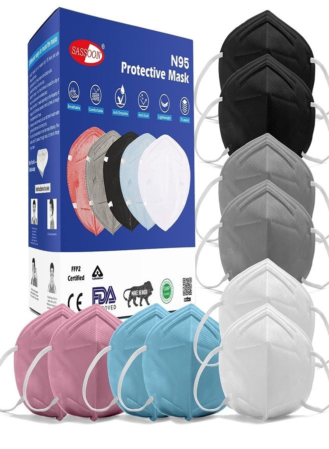 Sassoon BIS Approved N95 Face Mask for Men & Women (Multi, Pack of 10) - Anti Pollution Cotton Reusable & Washable Mask with 6 Layer Protection, Comfortable ear bands & adjustable nose clip - Image 1