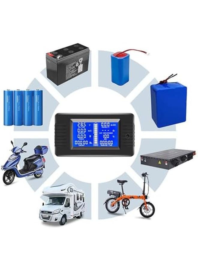 Battery Tester Power Detector 8 120V Consumption Analyzer LCD Display Style C Black - Image 3