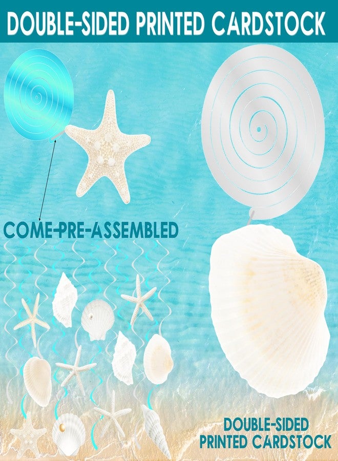 umoni Seashell Hanging Swirls 21Pcs Coastal Beach Birthday Party Decoration Starfish Seashell Ceiling Swirls Decor Ocean Seashell Conch Cutout Hanging Streamers for Nautical Wedding Party Supplies - Image 4