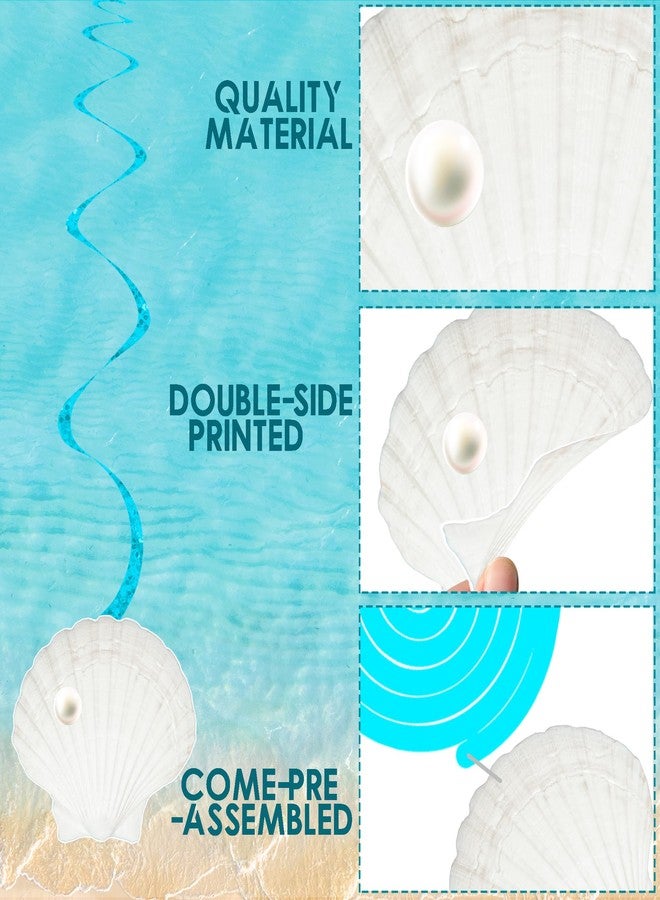 umoni Seashell Hanging Swirls 21Pcs Coastal Beach Birthday Party Decoration Starfish Seashell Ceiling Swirls Decor Ocean Seashell Conch Cutout Hanging Streamers for Nautical Wedding Party Supplies - Image 2