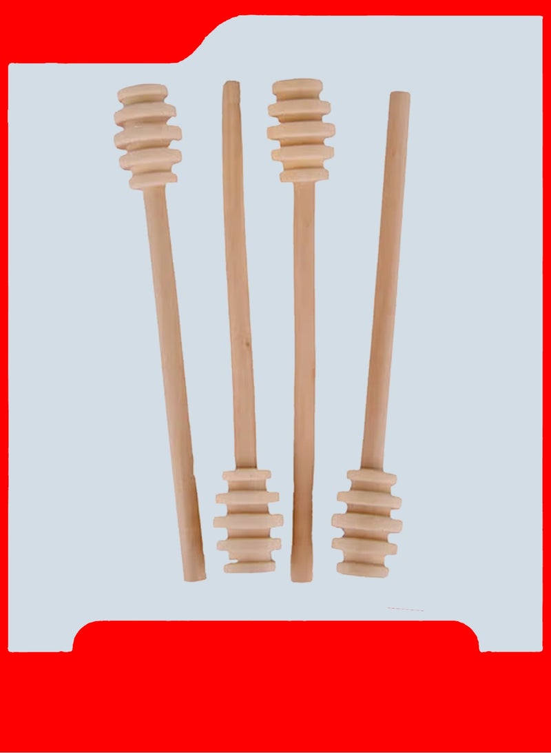 LOWHAT 4-Piece Wood Honey Spoons Set Brown 14cm