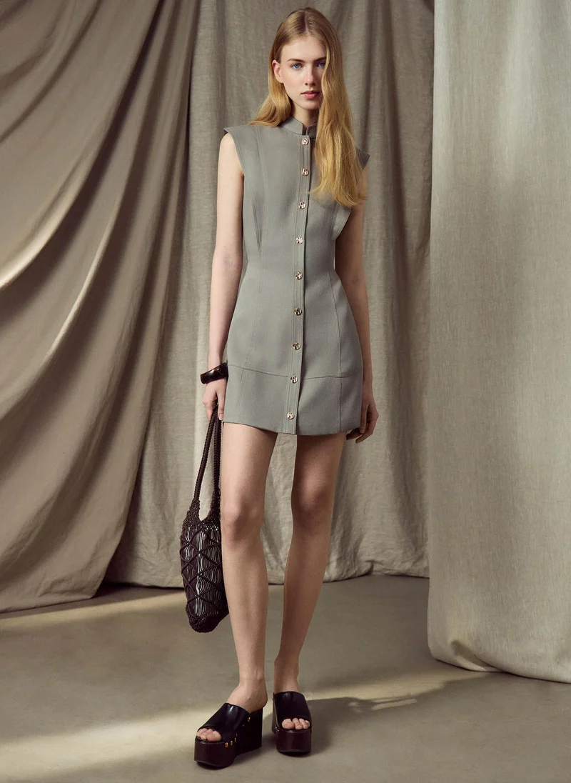 Viscose and linen mini dress with a matching belt