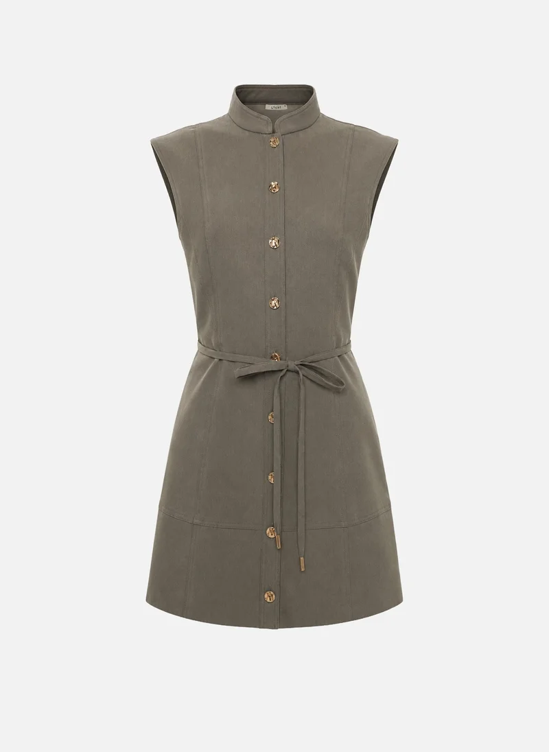 Lichi  Viscose and linen mini dress with a matching belt for Women | Best Price UAE