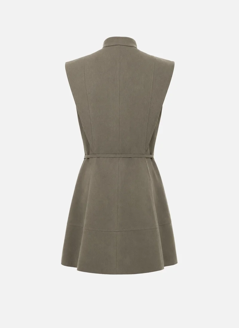 Lichi  Viscose and linen mini dress with a matching belt for Women | Best Price UAE