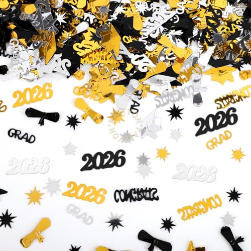 PARTVON Graduation Party Decorations 2026 Black Gold Graduation Confetti Table Centerpieces Decorations for Graduation Party Supplies Congrats Grad Party Decorations - Image 1