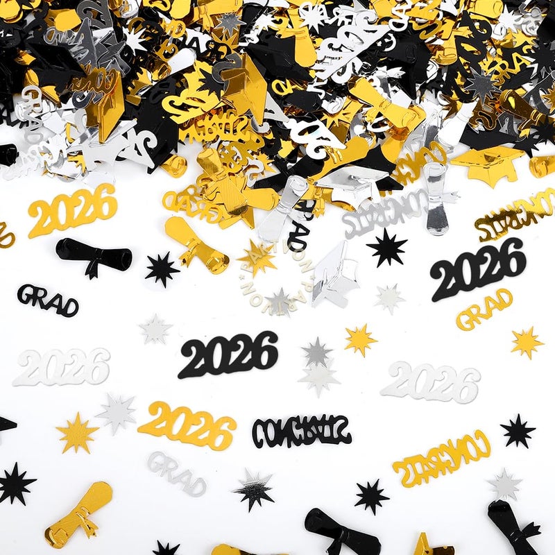 PARTVON Graduation Party Decorations 2026 Black Gold Graduation Confetti Table Centerpieces Decorations for Graduation Party Supplies Congrats Grad Party Decorations - Image 2