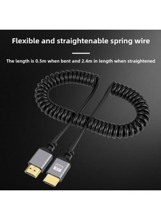 HDMI HD Cable 2.0 Version 4K @ 60Hz Spring Cable Stretch Curl Male To Male Left And Right Elbow Camera SLR Cable-Color:A- C Spring Wire-Line Length:Reverse Bend 2.4m - pzsku/ZFF4C94C7798F71468E55Z/45/1746348617/fcf35a94-9d4a-4e3c-a2b1-197c7fc37680