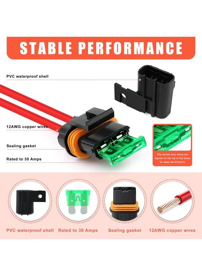 Zhushan 6 Pack Weatherproof Style ATO/ATC Fuse Holder with Cover for Automotive and Marine（12 AWG 30A） - Image 3