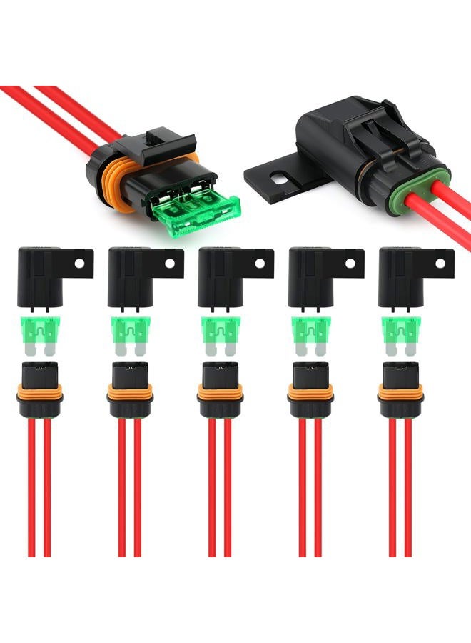 Zhushan 6 Pack Weatherproof Style ATO/ATC Fuse Holder with Cover for Automotive and Marine（12 AWG 30A） - Image 1