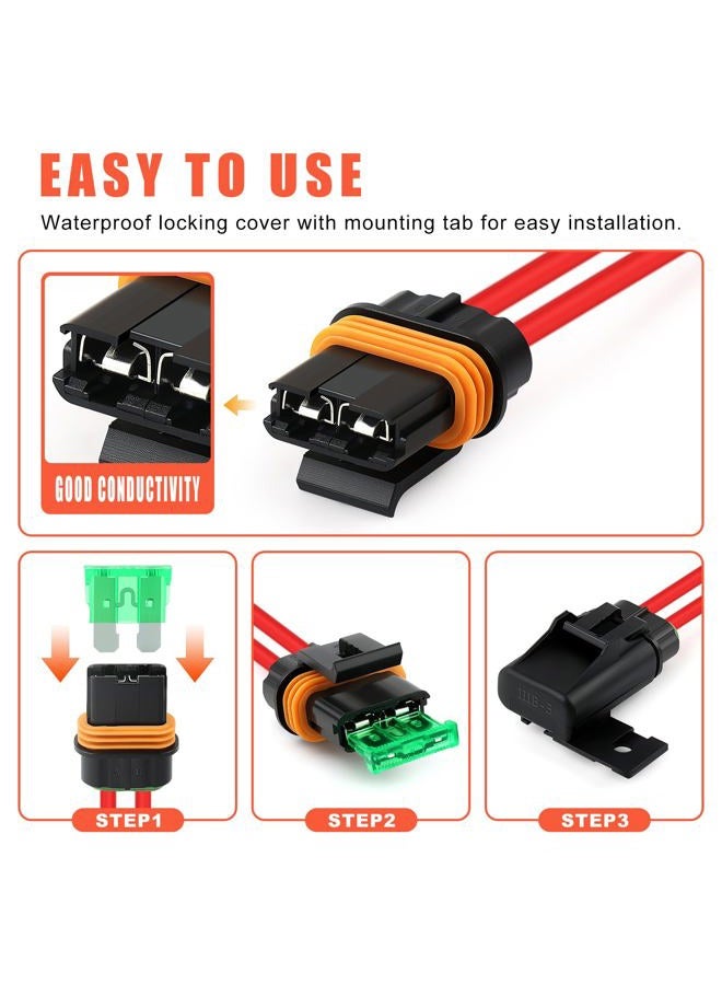Zhushan 6 Pack Weatherproof Style ATO/ATC Fuse Holder with Cover for Automotive and Marine（12 AWG 30A） - Image 4